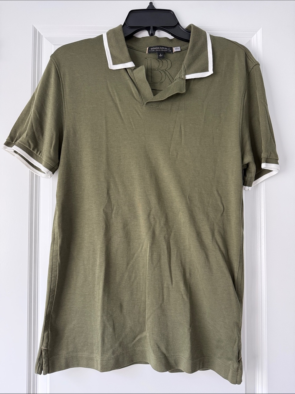 Banana Republic Olive Green Polo with White Trim
